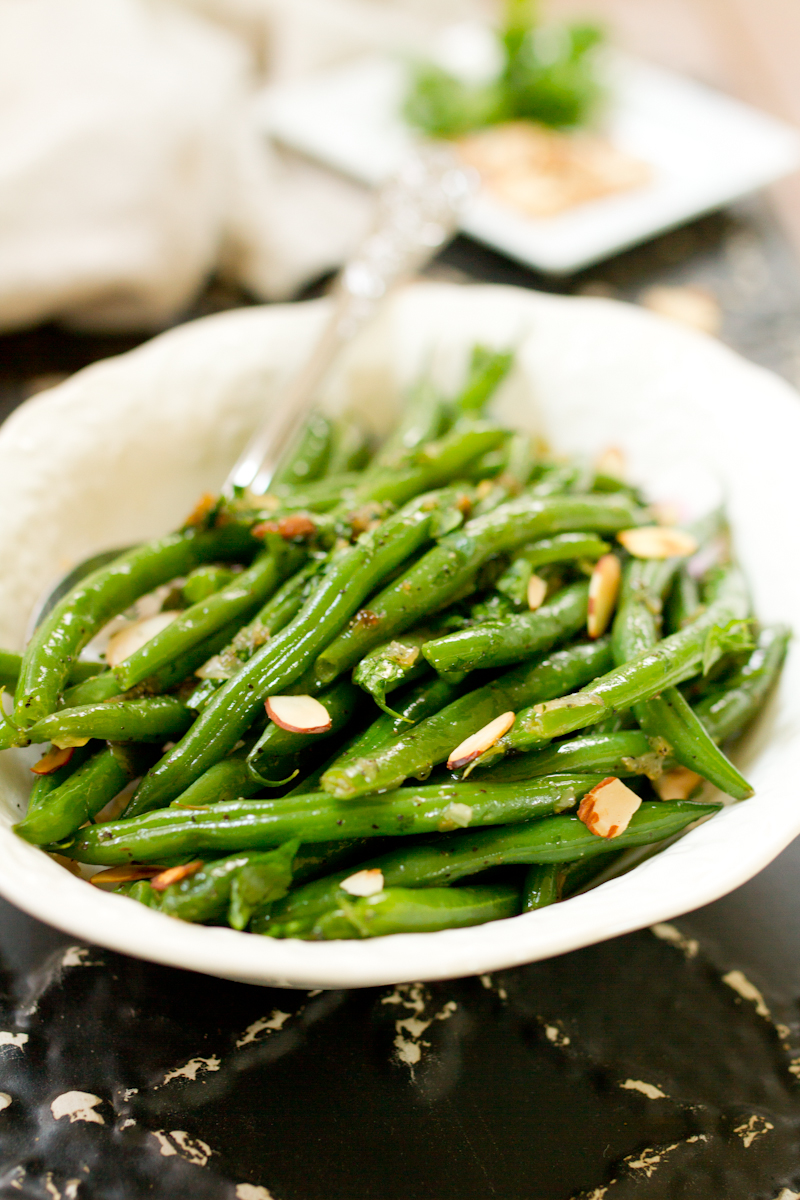 Green Beans with Caramelized Shallots and Almonds