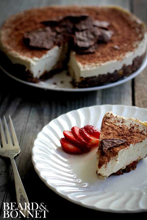 Vanilla No-Bake "Cheesecake" with Chocolate Chip Crust