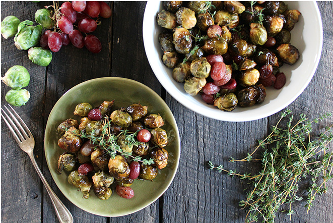 Balsamic Brussels Sprouts with Red Grapes