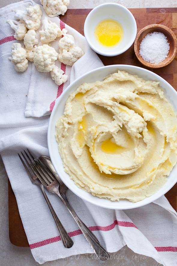 Celery Root and Cauliflower Puree with Garlicky Greens