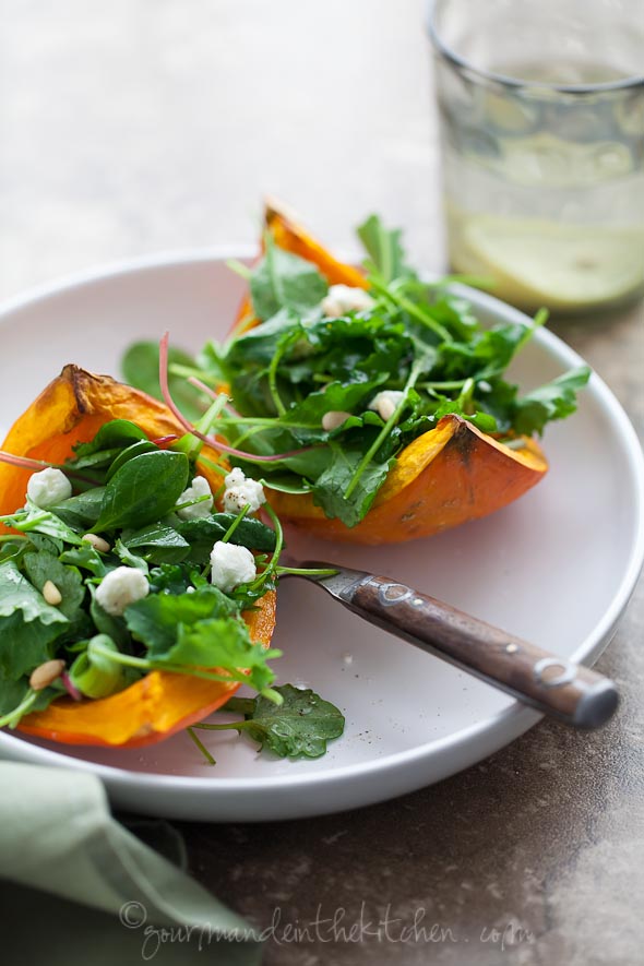 Roasted Winter Squash with Goat Cheese and Pine Nuts