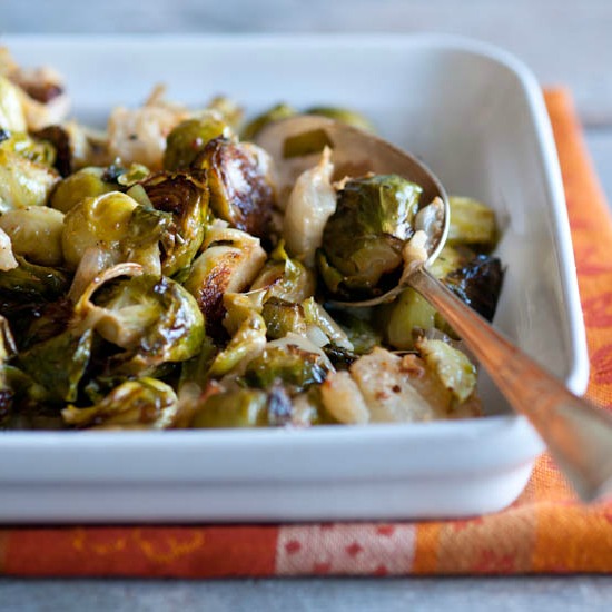 Roasted Brussels Sprouts with Cream and Aleppo Pepper