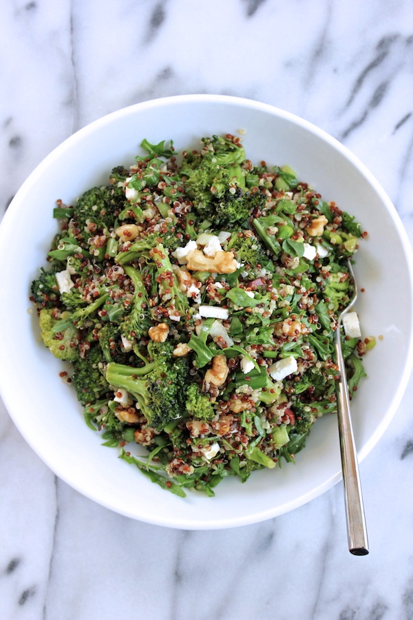Quinoa with Roasted Broccoli and Arugula Salad