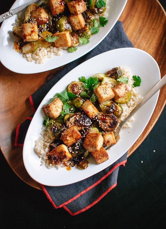 roasted-brussels-sprouts-and-crispy-baked-tofu-with-honey-sesame-glaze