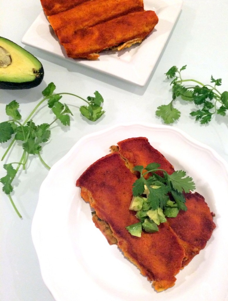Vegan Pinto Bean & Swiss Chard Enchiladas