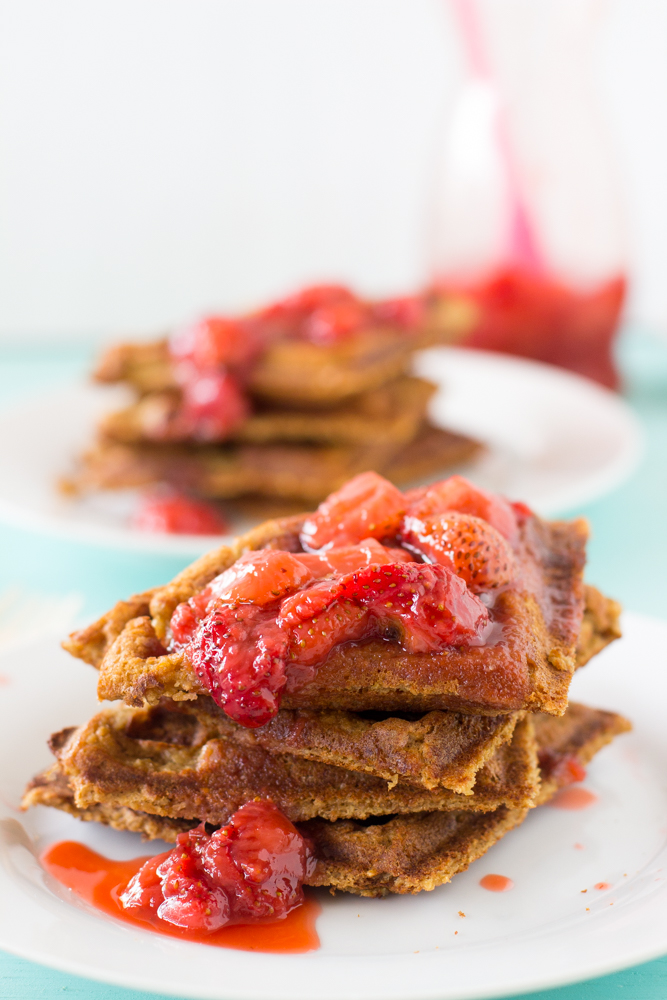 Peanut-Butter-and-Strawberry-Jelly-Compote-Waffles-are-delicious-reminiscent-of-pbj-and-are-gluten-free-vegan-refined-sugar-free-and-flourless-waffles-pbandj-healthy-vegan-peanutbutter-glutenfree-2