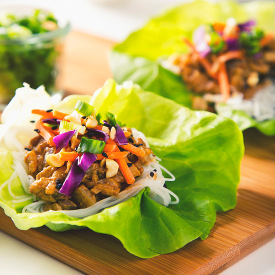 Vegan & Gluten-Free Thai Lettuce Wraps with Peanut Sauce