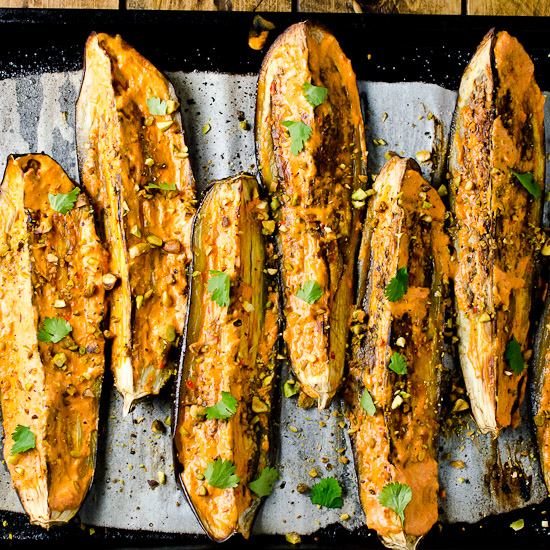 Roasted-Eggplants-with-Creamy-Harissa-and-Pistachios-550