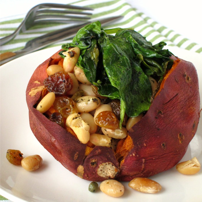 Baked-Sweet-Potatoes-with-Cannellinis-and-Baby-Spinach-on-ShockinglyDelicious.com