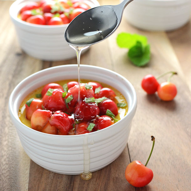 honey-over-custard-cherries
