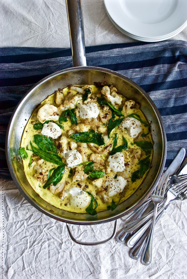 Cauliflower-Frittata-with-Ricotta-Spinach