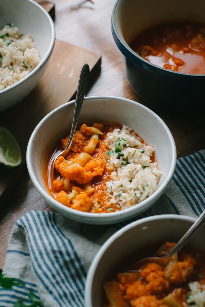 Thai Ginger Cilantro Rice with Cauliflower Curry