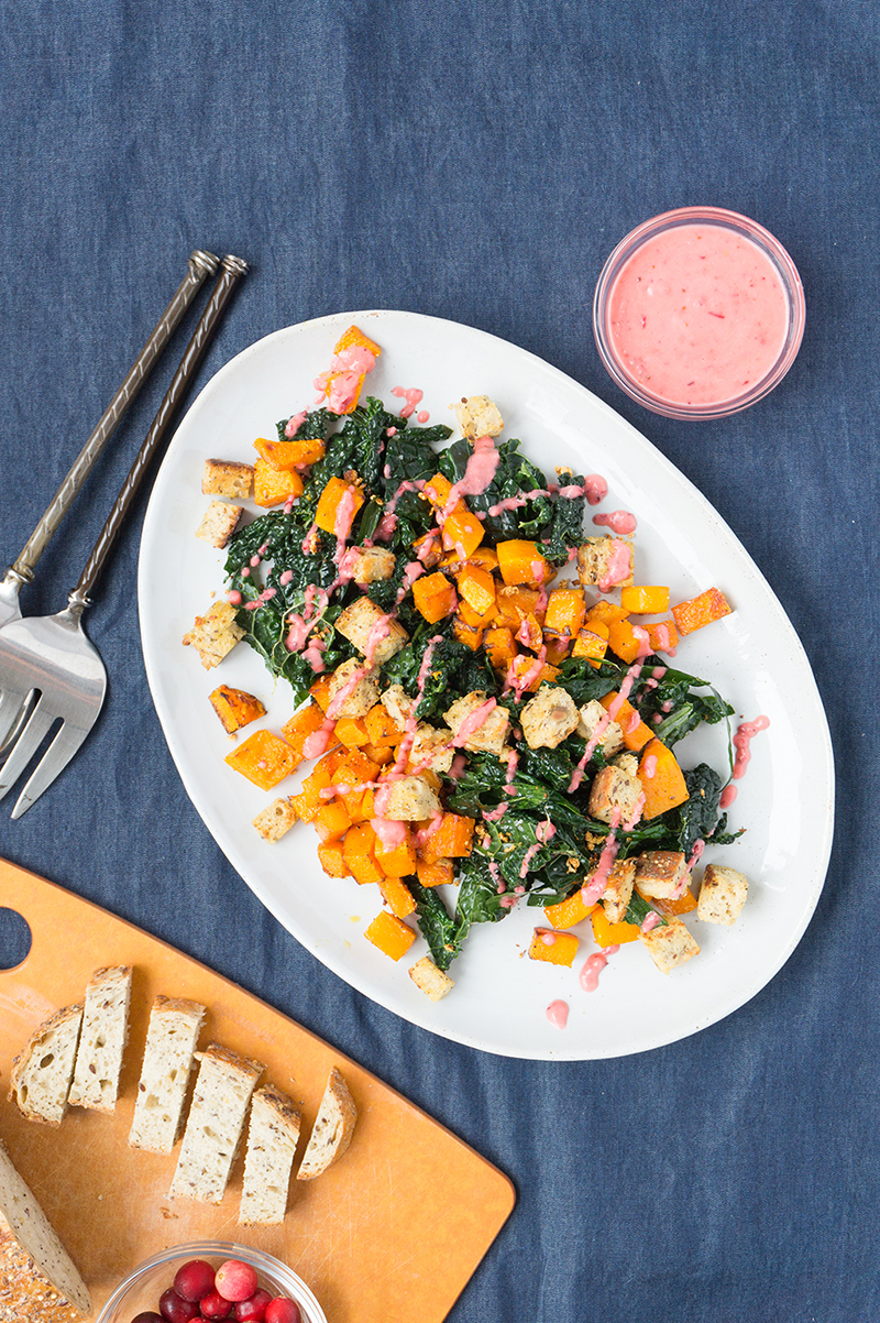 Roasted Butternut Squash Salad with Cranberry Pear Vinaigrette