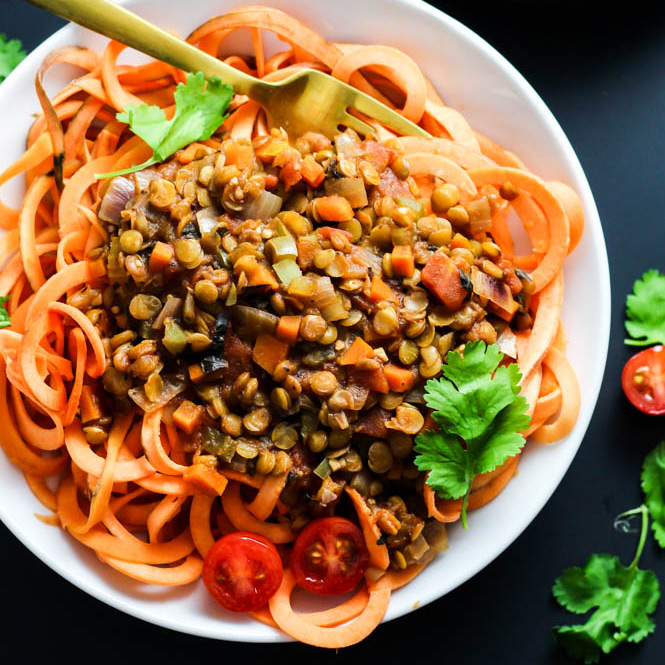 sweet-potato-spaghetti-with-chunky-lentil-sauce-healthy-easy-vegan-gluten-free-dinner-square
