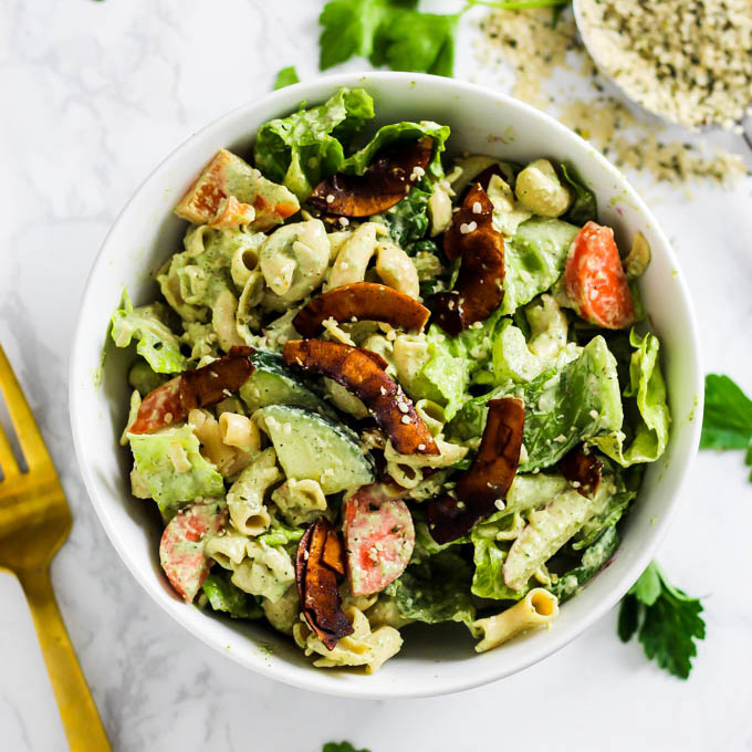 hemp-ranch-vegan-pasta-salad-gluten-free-healthy-30-minute-dinner-lunch-vegetables-square