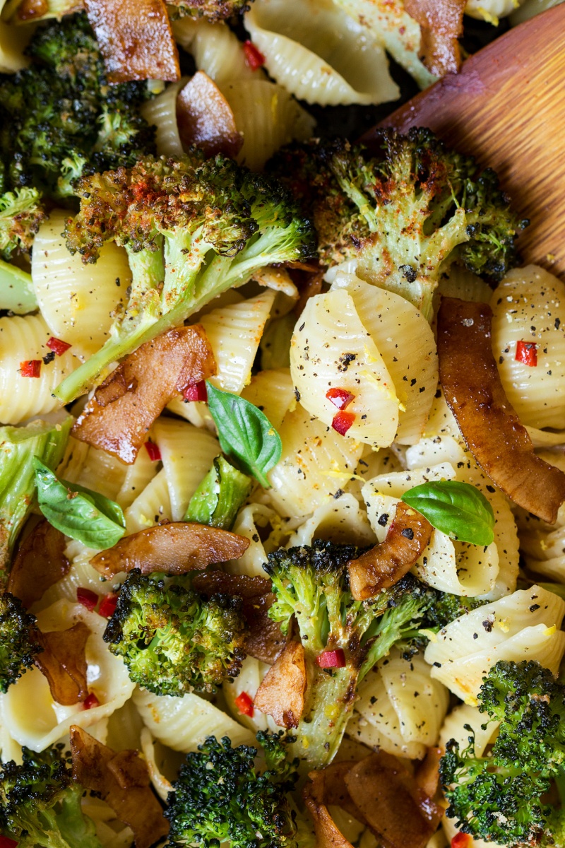 Broccoli-oreccchiette-with-vegan-bacon