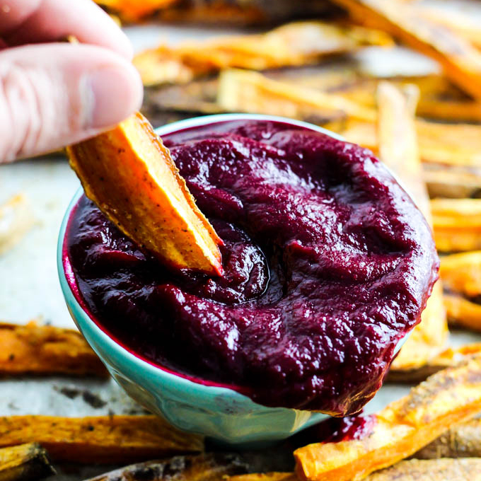 crispy-sweet-potato-fries-with-beet-ketchup-pompeian-easy-healthy-dinner-vegan-gluten-free-square